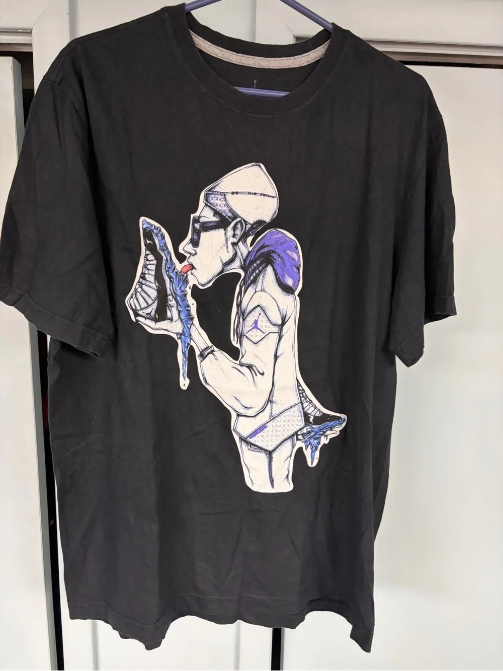 Jordan athletic brand Retro 11 Icy Bottom Art of Mondo sneakers shirt size XL